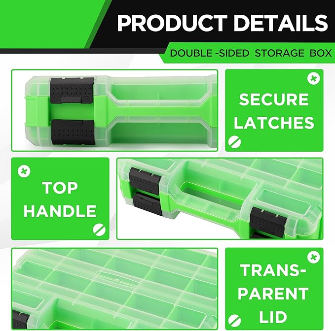 Small Parts Organizer, 34-Compartments Double Side Storage Box with Removable Dividers, Tools Box Screw Organizer For Nuts, Bolts, Screws, Nails, Small Hardware