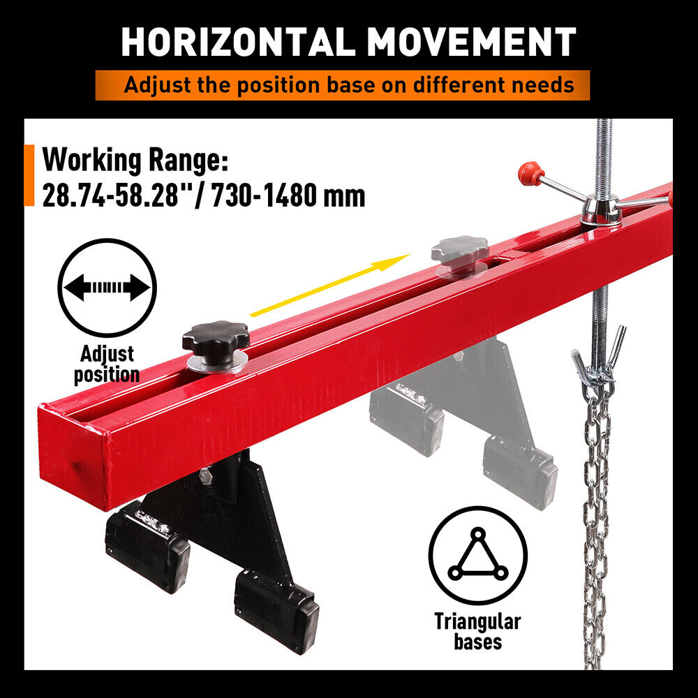 1.5M Engine Support Bar Engine Load Leveler 1100Lb Transmission Dual Hook Garage