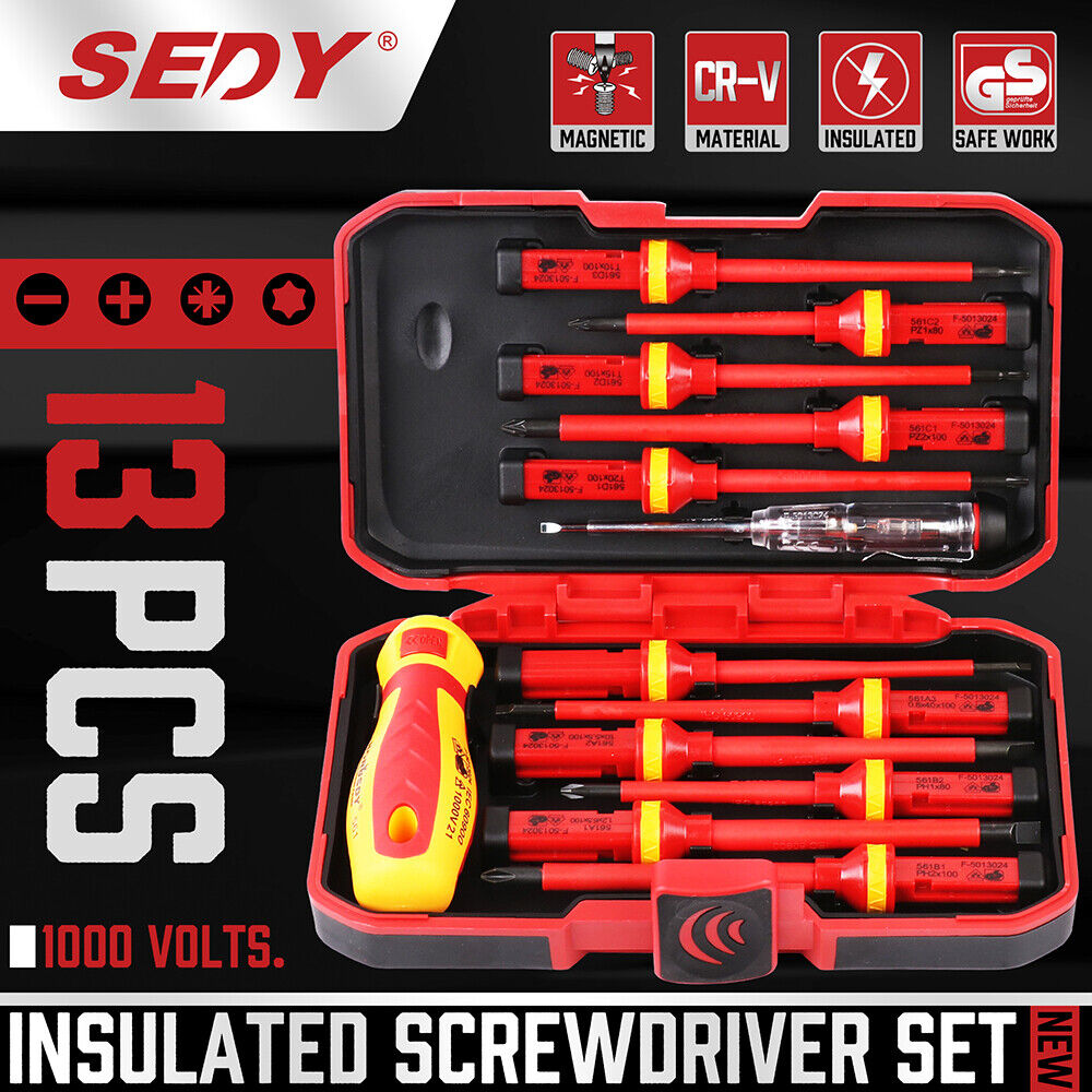 13Pcs 1000V Magnetic Insulated Electrician Screwdriver Set VDE Certified