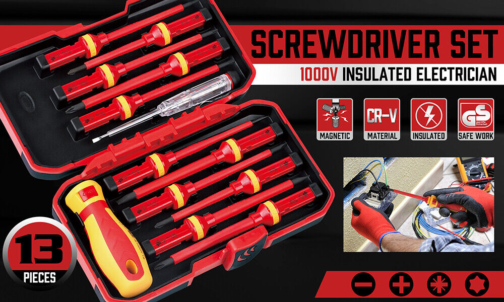 13Pcs 1000V Magnetic Insulated Electrician Screwdriver Set VDE Certified