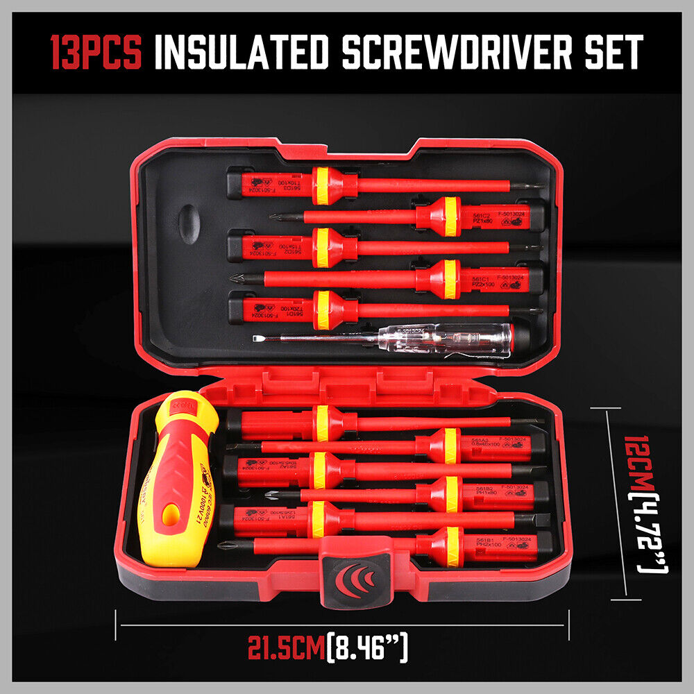 13Pcs 1000V Magnetic Insulated Electrician Screwdriver Set VDE Certified
