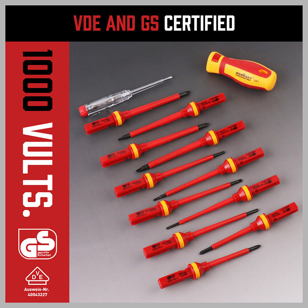 13Pcs 1000V Magnetic Insulated Electrician Screwdriver Set VDE Certified
