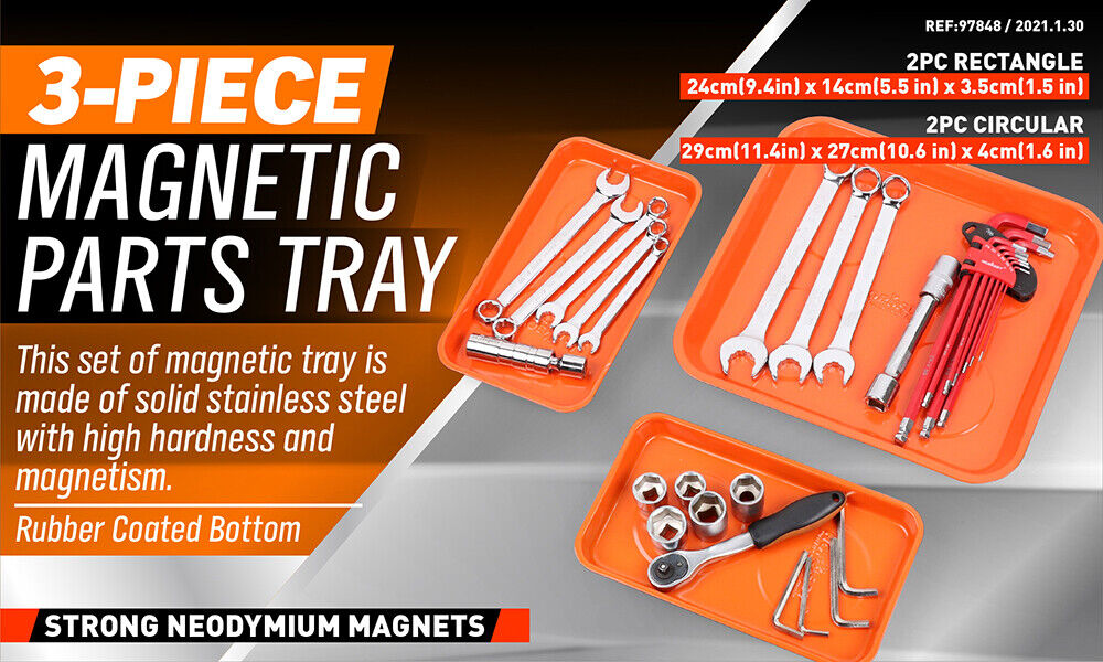 3Pcs Magnetic Parts Tray Set Small Parts Tool Organization Non Slip