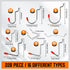 238Pc Pegboard Hooks Set Peg board Bins Parts Storage Assortment Tools Organiser