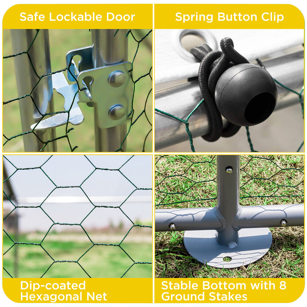 3x4x1.95m Metal Walk-in Chicken Coop Rabbit Hutch Cage Hen House Chook Au