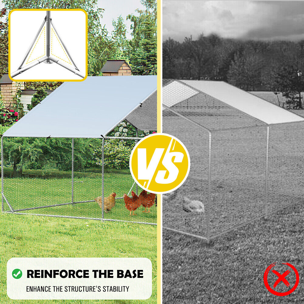 3x4x1.95m Metal Walk-in Chicken Coop Rabbit Hutch Cage Hen House Chook Au