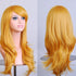 70cm Wavy Curly Sleek Full Hair Lady Wigs w Side Bangs Cosplay Costume Womens, Golden Blonde