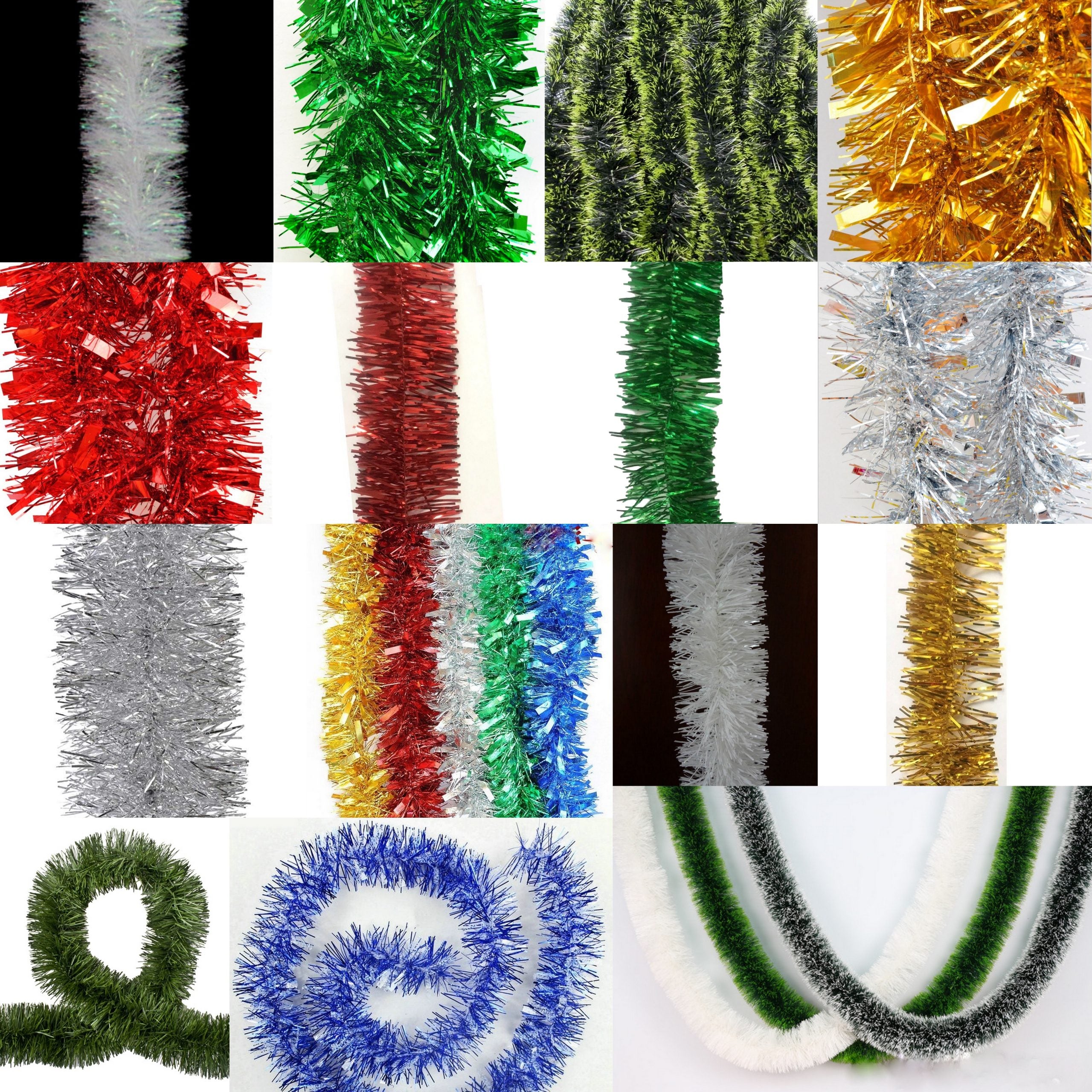 5x 2.5m Christmas Tinsel Xmas Garland Sparkly Snowflake Party Natural Home DÃ©cor, Pine Green