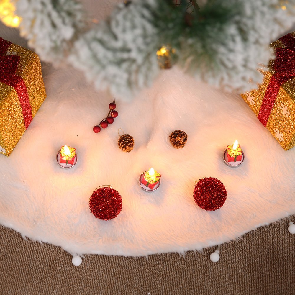 60/78/90/122cm Christmas Snow Plush Tree Skirt Xmas Base Floor Mat Cover Decor, 78cm (30.7")