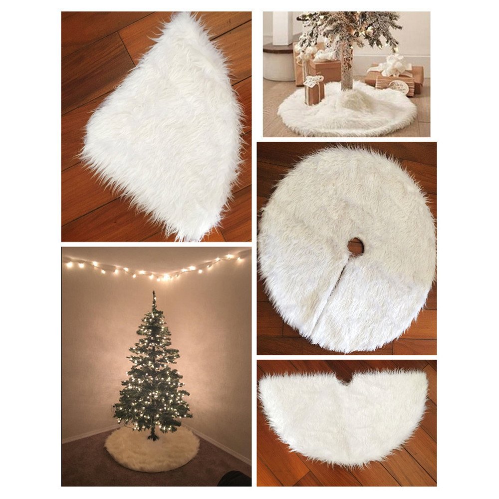 60/78/90/122cm Christmas Snow Plush Tree Skirt Xmas Base Floor Mat Cover Decor, 78cm (30.7