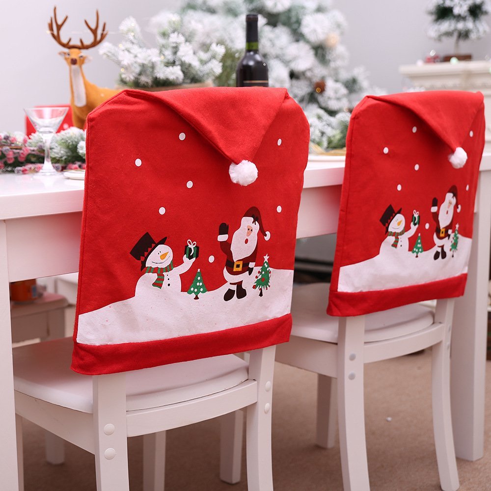 6-10x Christmas Santa Hat Chair Covers Table Cloth Dinner Home DÃ©cor Ornaments, 8PCS Chair Covers