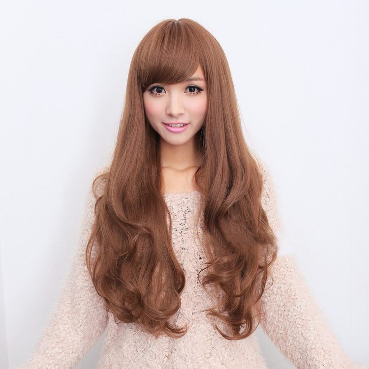 Long Wavy Curly Full Hair Wigs w Side Bangs Cosplay Costume Fancy Anime Womens, Burgundy