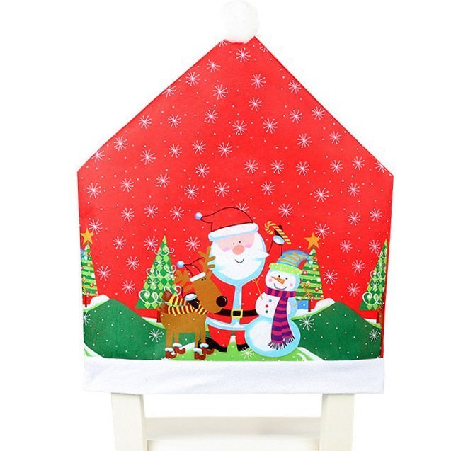 10x Christmas Chair Covers Dinner Table Santa Hat Snowman Home DÃ©cor Ornaments, Santa (10 Chair Covers)