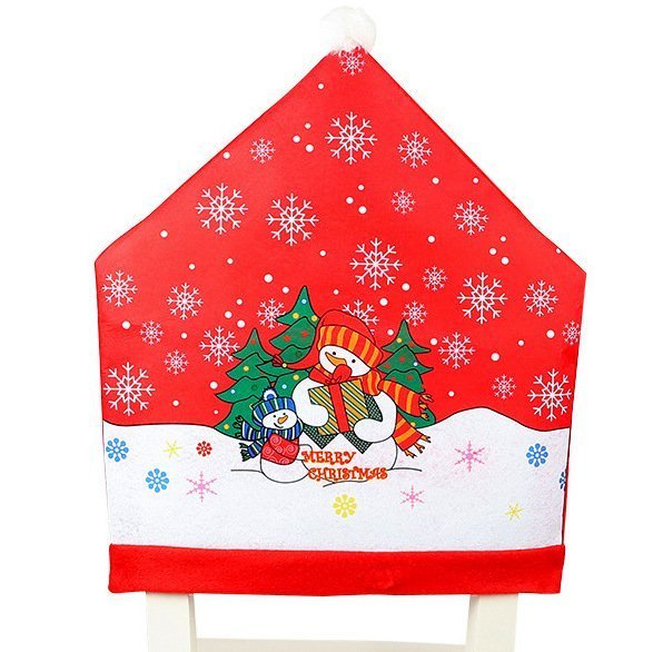 10x Christmas Chair Covers Dinner Table Santa Hat Snowman Home Décor Ornaments, Snowman (10 Chair Covers)