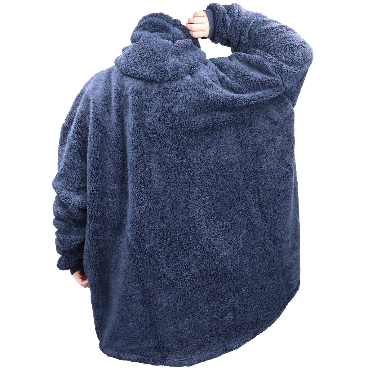 Oversized Soft Pullover Plain Hoodie Warm Fleece Blanket Plush Winter Sweatshirt, Blue Tie-Dye, Adult