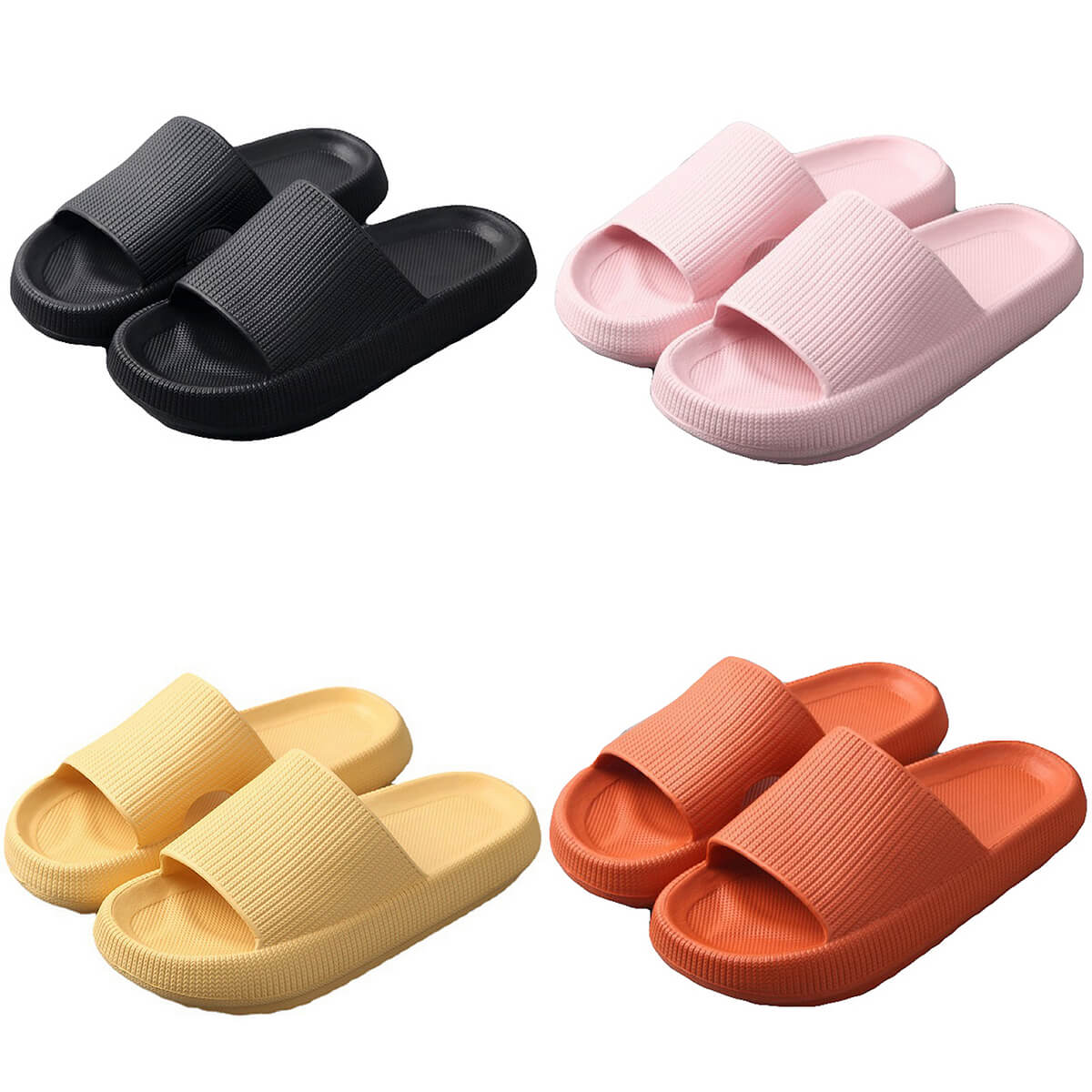Pillow Slides Sandals Non-Slip Ultra Soft Slippers Cloud Shower EVA Home Shoes, Black, 36/37