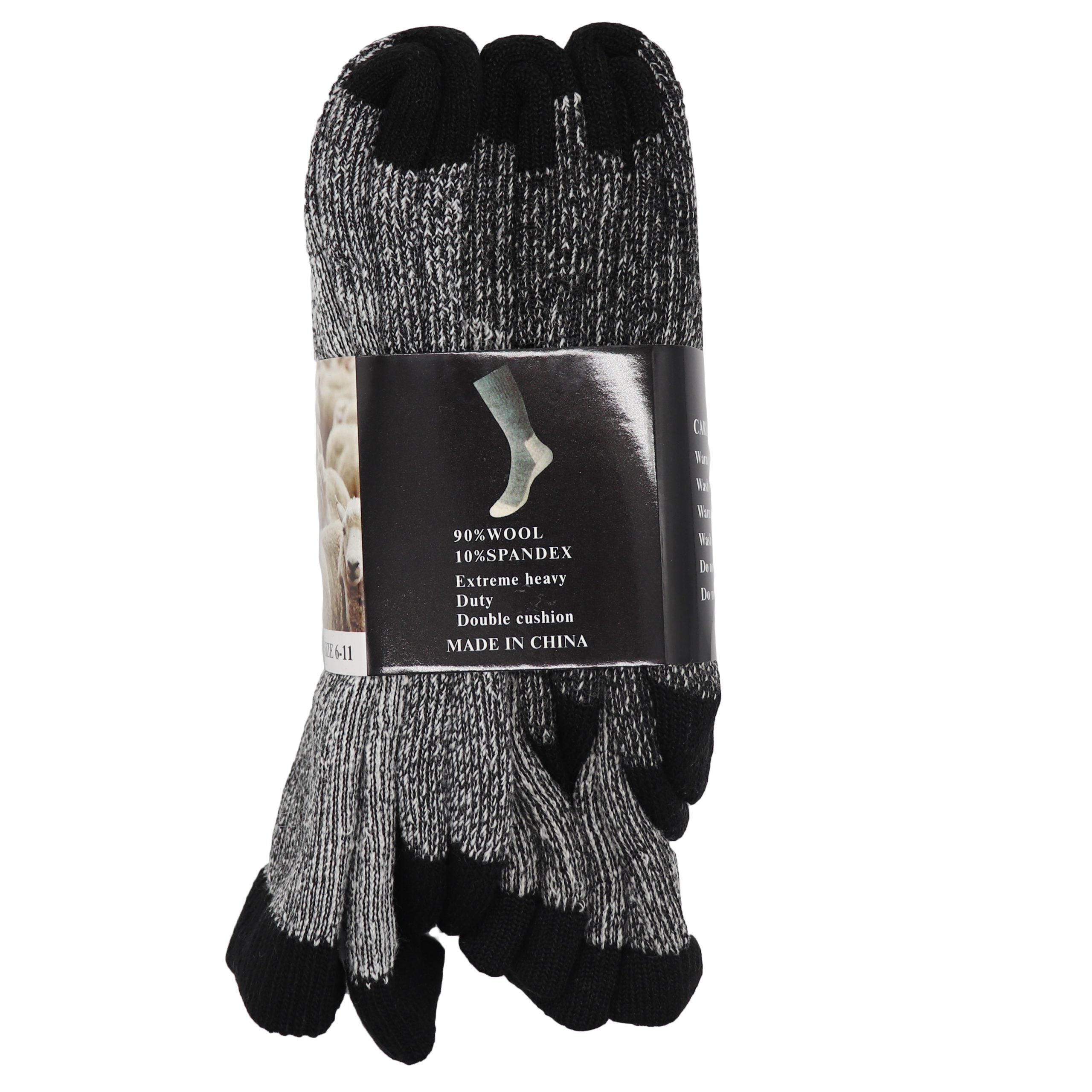 6 Pairs Merino Wool Thick Double Cushion Heavy Duty Socks Tradie Warm Thermal, 6-11