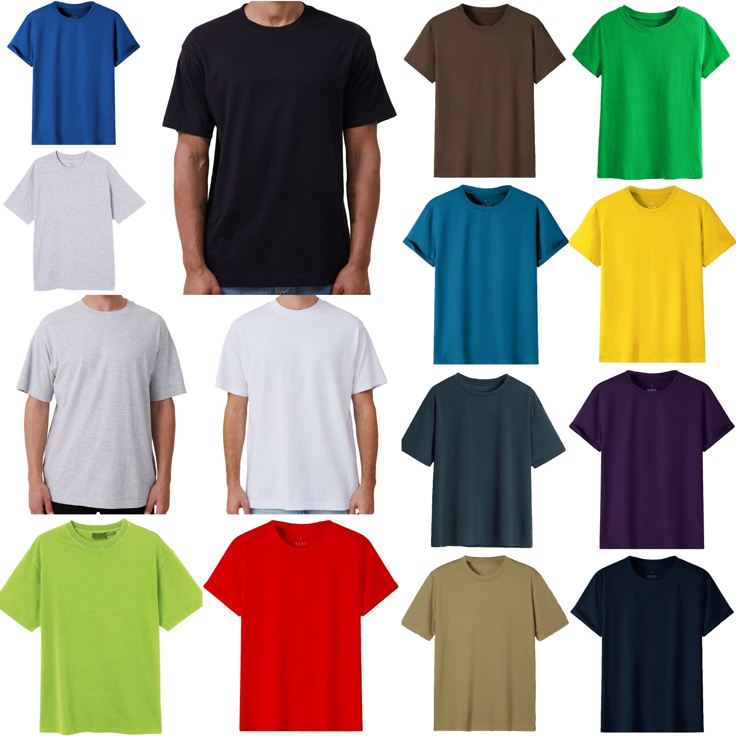 Adult 100% Cotton T-Shirt Unisex Men's Basic Plain Blank Crew Tee Tops Shirts, Lime, L