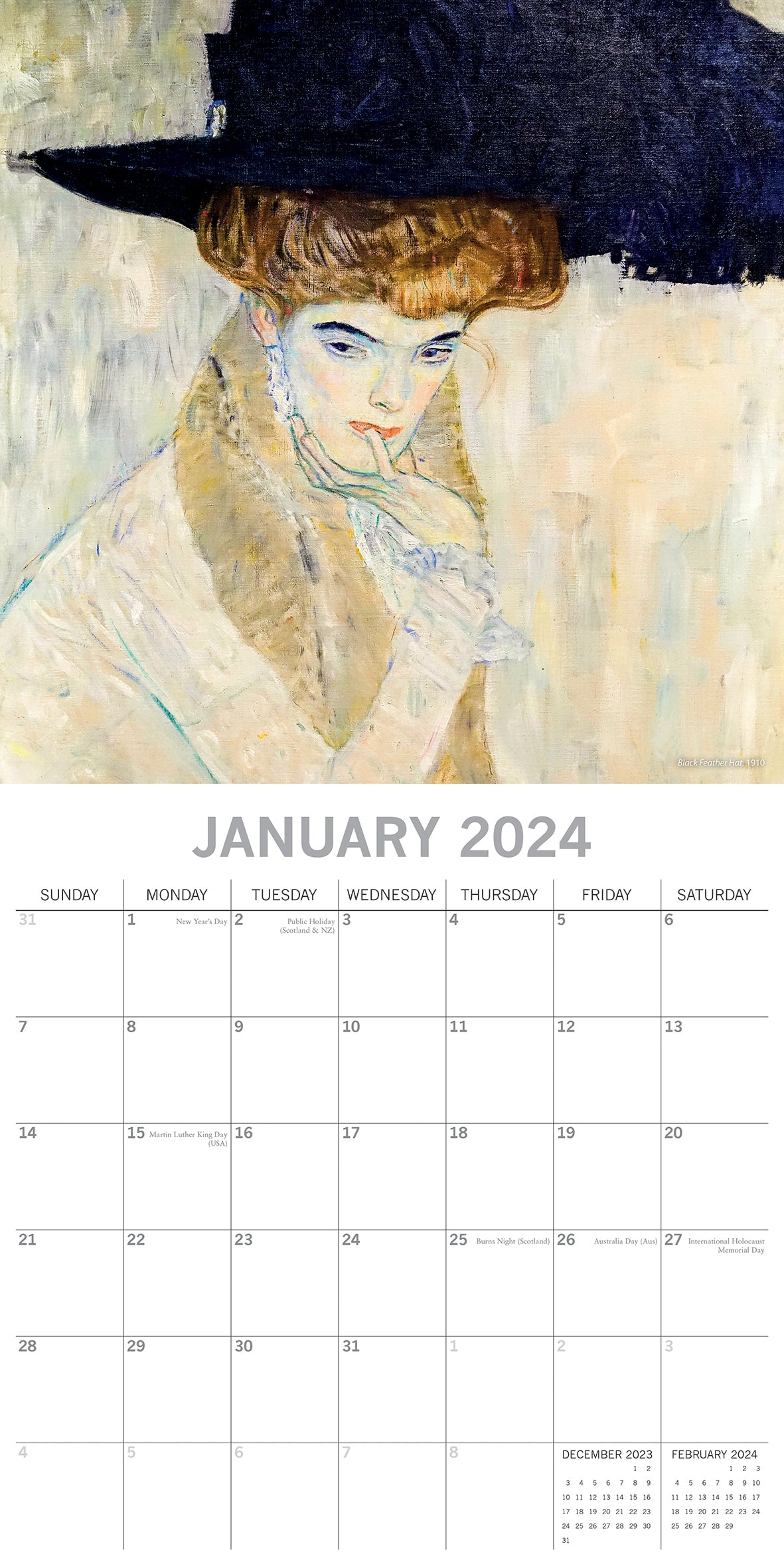 Klimt - 2024 Square Wall Calendar 16 Months Arts Planner Christmas New Year Gift