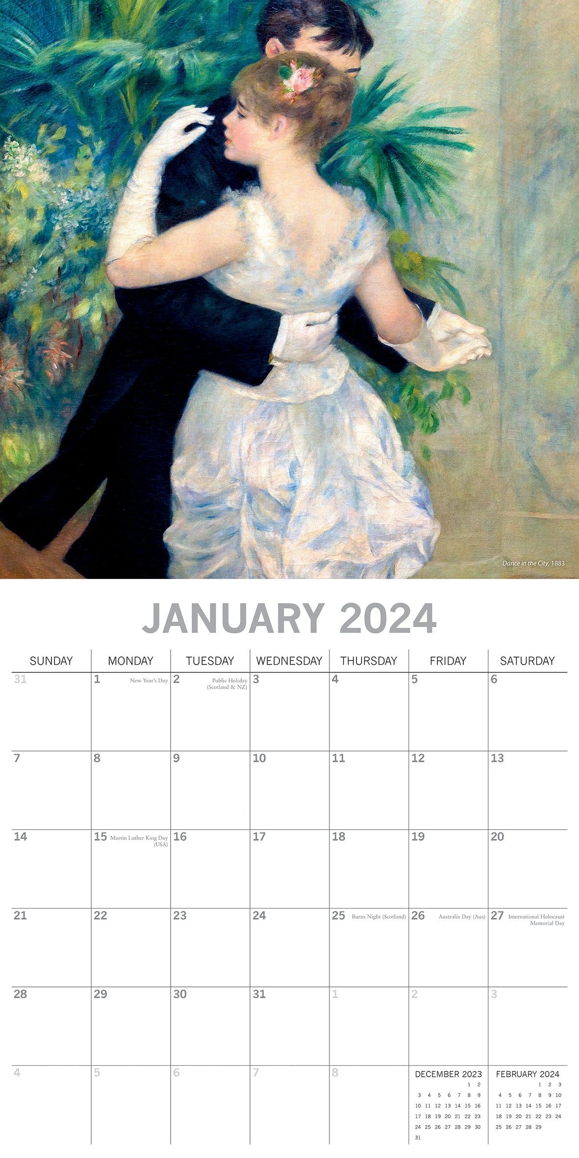 Renoir - 2024 Square Wall Calendar 16 Month Arts Planner Christmas New Year Gift