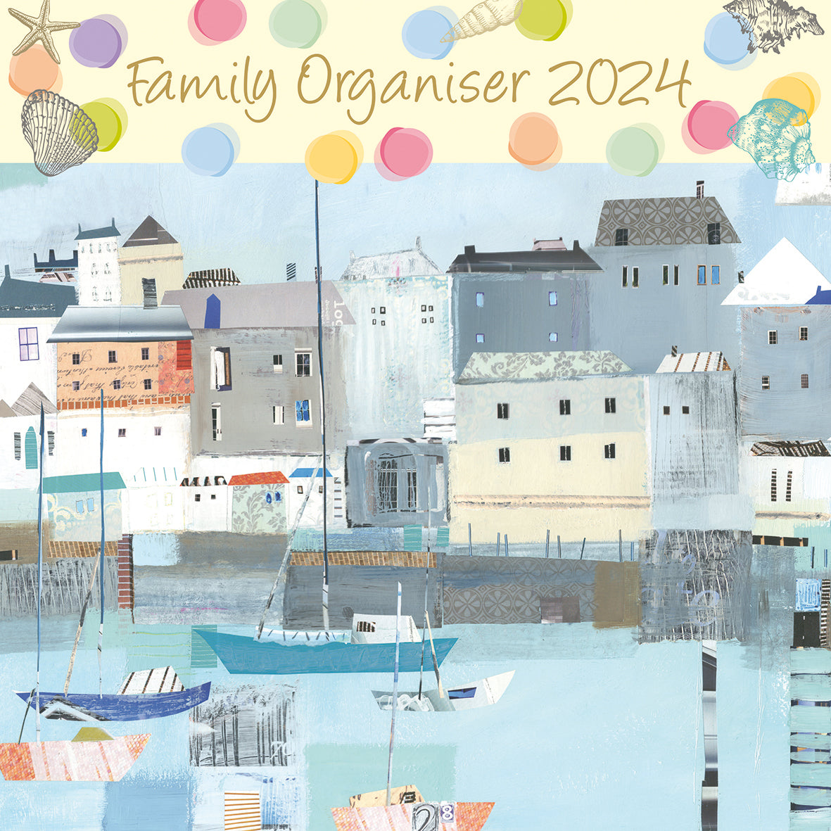 By the Sea Family Organiser - 2024 Square Wall Calendar 16 Months School Planner