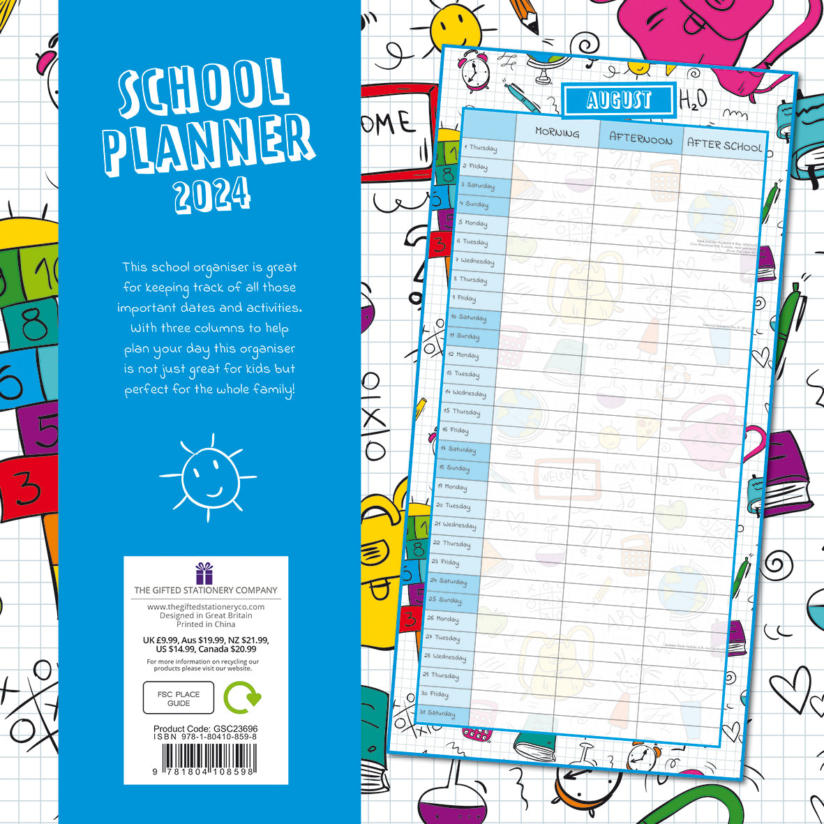 School Planner - 2024 Square Wall Calendar 16 Months Planner Xmas New Year Gift