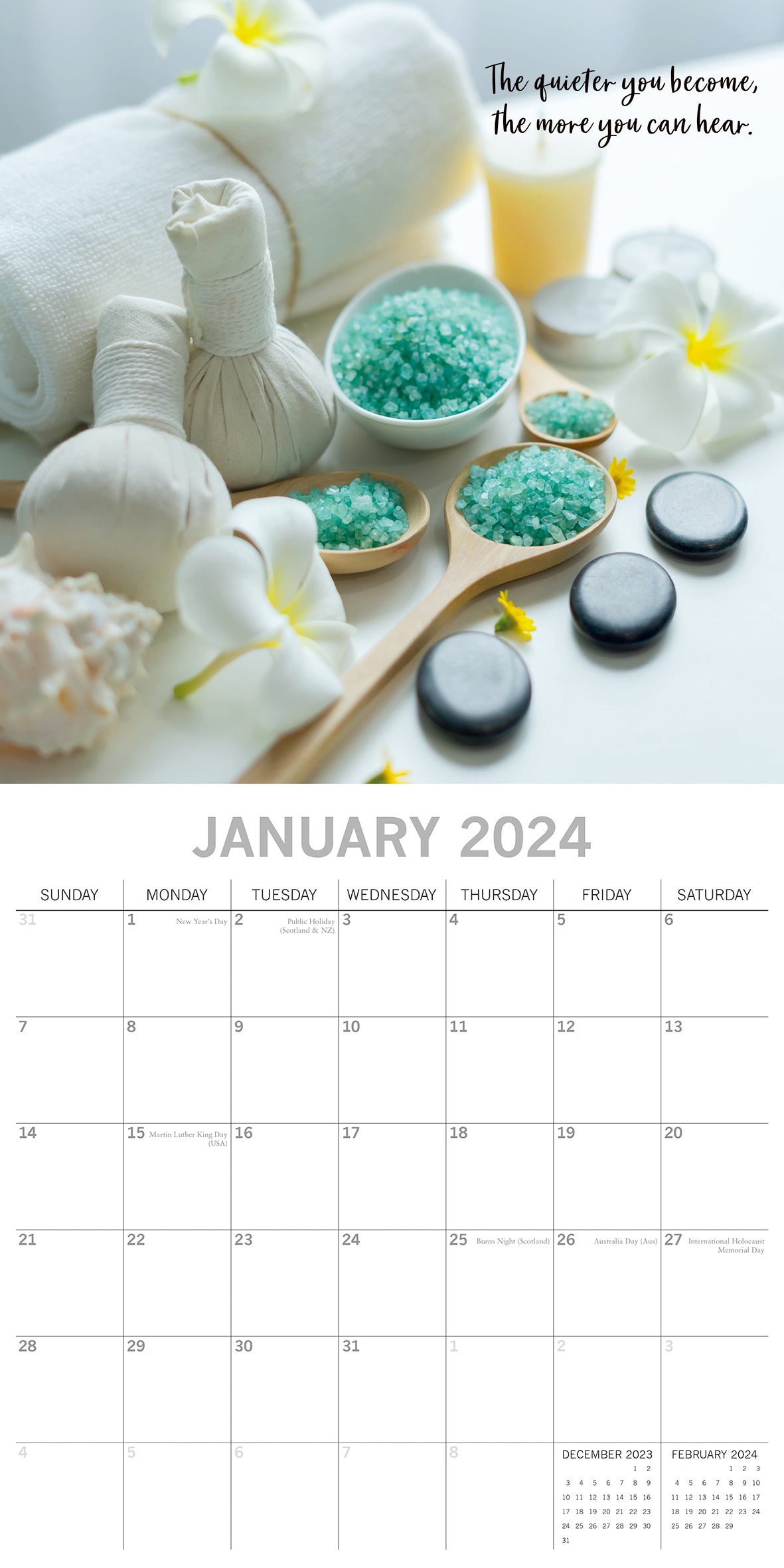 Zen - 2024 Square Wall Calendar 16 Month Premium Planner Christmas New Year Gift