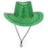 Sequin Cowboy Hat Glitter Cap Western Trilby Shiny Cowgirl Dress Up Party Wear, Green