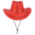 Sequin Cowboy Hat Glitter Cap Western Trilby Shiny Cowgirl Dress Up Party Wear, Red