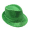 Adults Kids Unisex Sequin Fedora Hat Dance Cap Solid Jazz Party Glitter Costume, Green