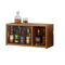 Bamboo Dustproof Cup Storage Cabinet with Sliding Acrylic Door