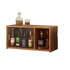 Bamboo Dustproof Cup Storage Cabinet with Sliding Acrylic Door