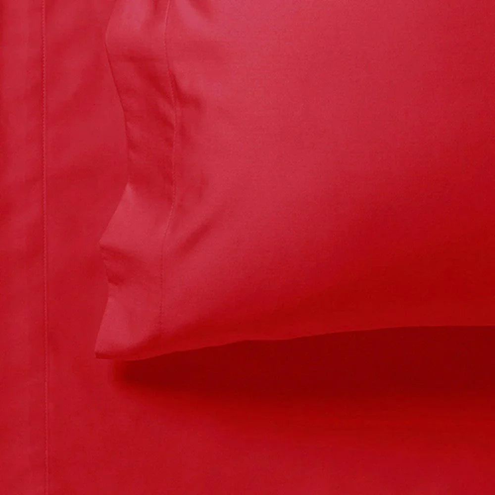 1000TC Ultra Soft Fitted Sheet & 2 Pillowcases Set - Double Size Bed - Red