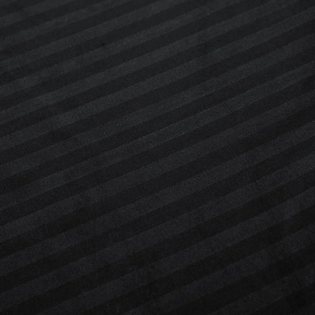 1000TC Ultra Soft Striped Super King Size Black Duvet Quilt Cover Set