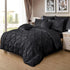 Diamond Pintuck King Size Black Duvet Quilt Cover Set
