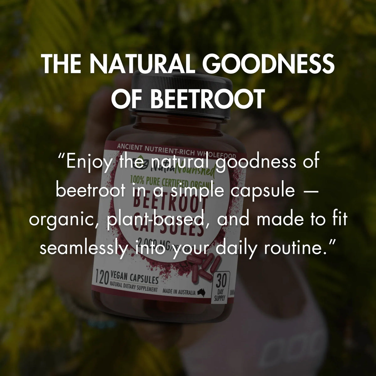 Nutra Nourished Organic Beetroot Capsules 120 Vegan Caps 2000mg Australian Made