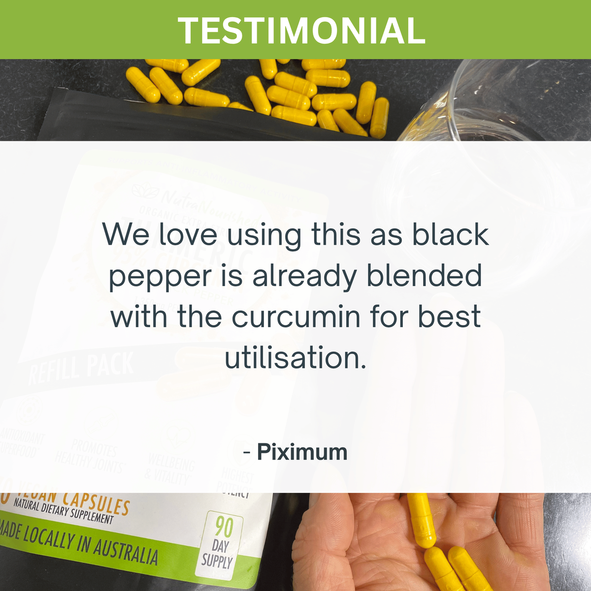 REFILL BAG - Turmeric 95% Curcumin Extract Capsules, Organic, with Black Pepper, 270 Vegan Capsules/ 3 Month Supply
