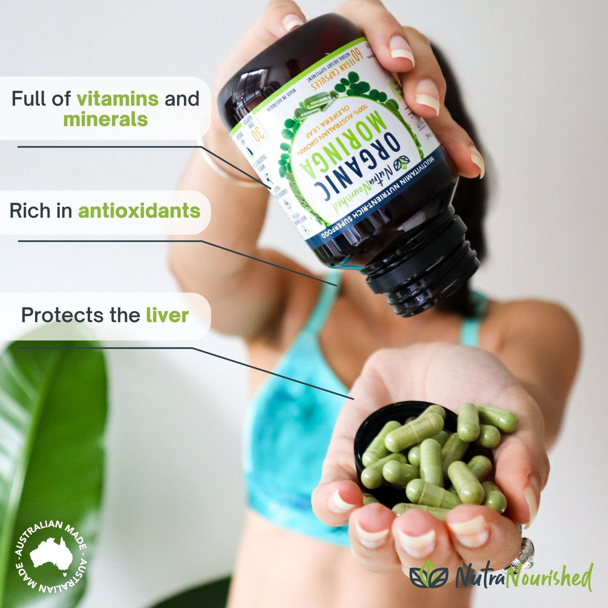 REFILL BAG - Organic Moringa Leaf Capsules - 180 Vegan Capsules
