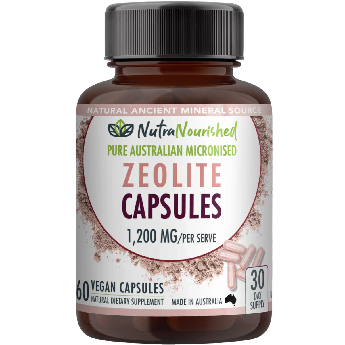 Nutra Nourished Zeolite Capsules 60 Vegan Caps 600mg Micronised Volcanic Mineral