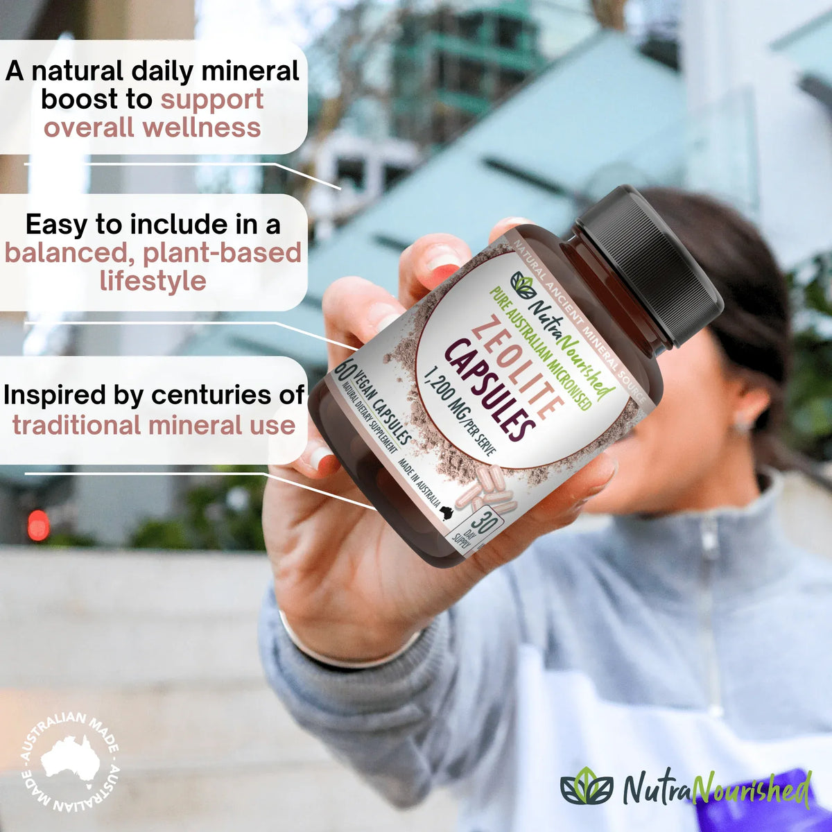 Nutra Nourished Zeolite Capsules 60 Vegan Caps 600mg Micronised Volcanic Mineral