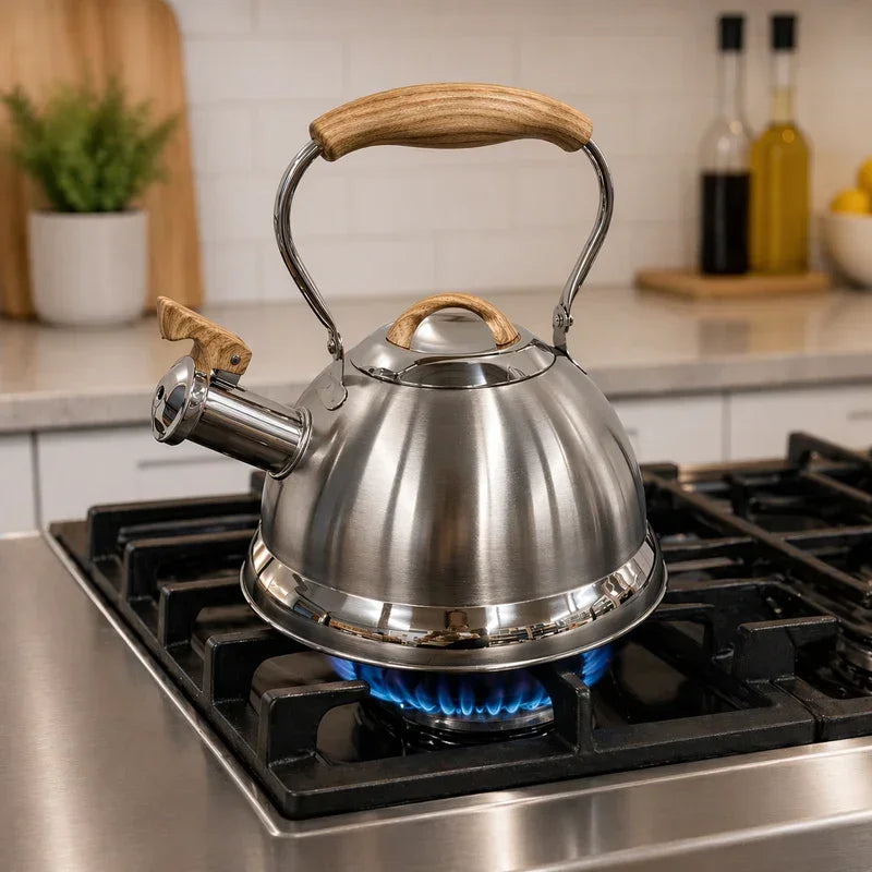 Whistling Kettle 2.8L – Stainless Steel Foldable Handle Camping/Home