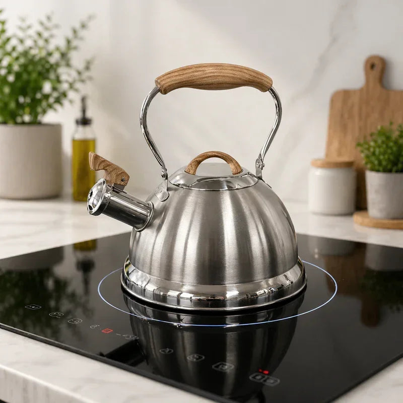 Whistling Kettle 2.8L – Stainless Steel Foldable Handle Camping/Home