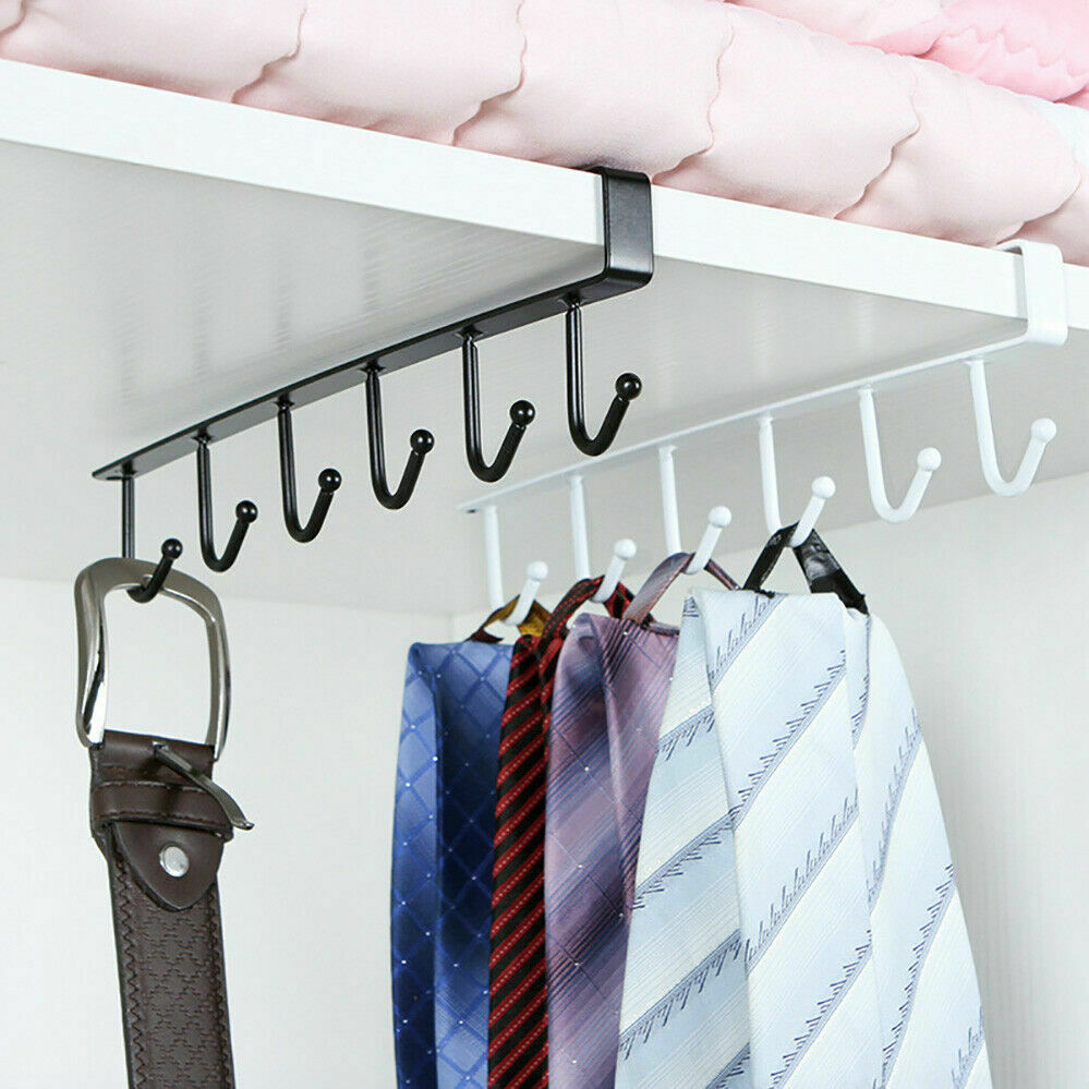 Under Cabinet Hanger 6 Hooks Black