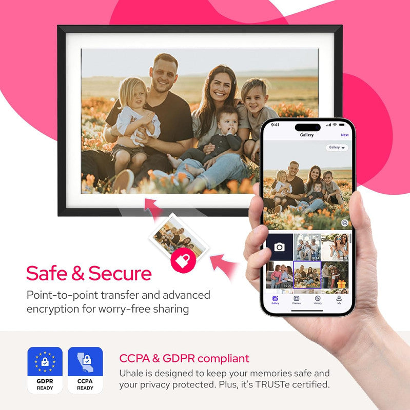 10.1 Inch Digital Picture Frame - 1280 * 800 HD WiFi Enabled with Load from Phone Capability, 32GB Memory Touch Screen Digital Photo Frame Display