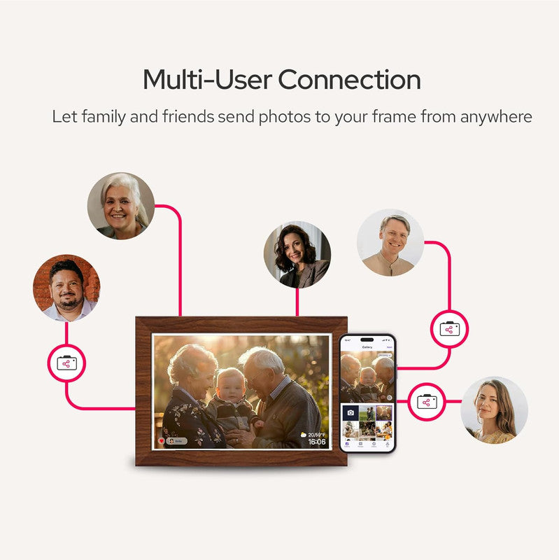 10.1 Inch Digital Picture Frame - 1280 * 800 HD WiFi Enabled with Load from Phone Capability, 32GB Memory Touch Screen  Photo  Display Brown