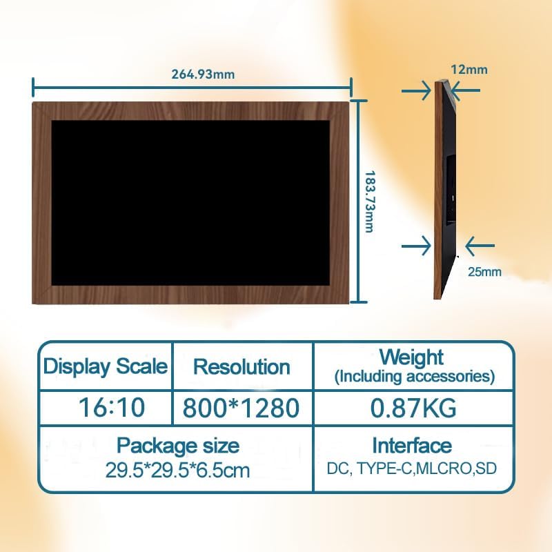 10.1 Inch Digital Picture Frame - 1280 * 800 HD WiFi Enabled with Load from Phone Capability, 32GB Memory Touch Screen  Photo  Display Brown