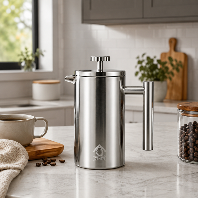 French Press Coffee Maker 1000ml in Stainless Steel with Silver Finish
