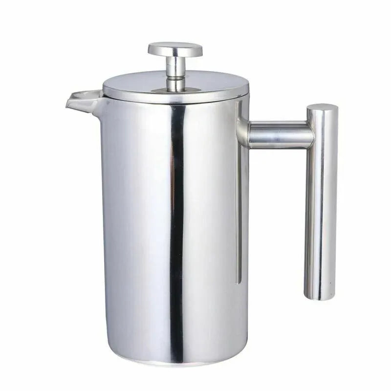 French Press Coffee Maker 1000ml in Stainless Steel with Silver Finish
