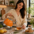 2.8L Whistling Kettle Stainless Steel Foldable Handle Orange