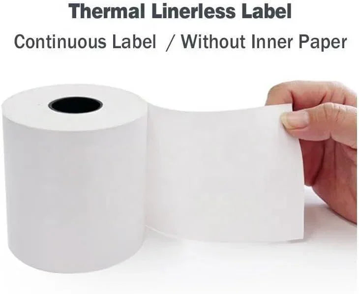 6 Rolls Linerless Printing Label Paper 80 mm × 52 m for Takeaway Shop Restaurant